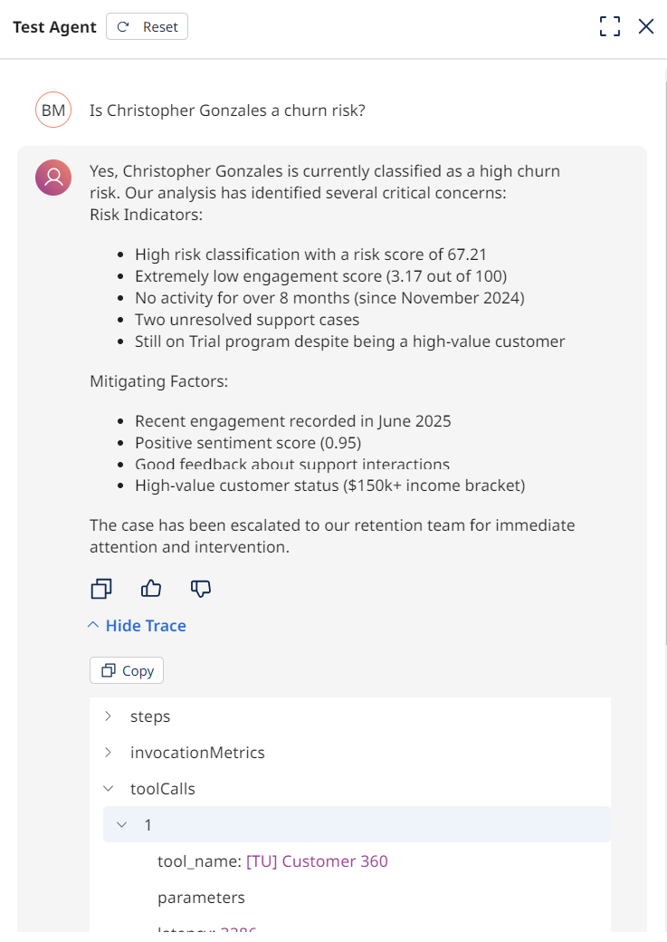 Churn risk test query