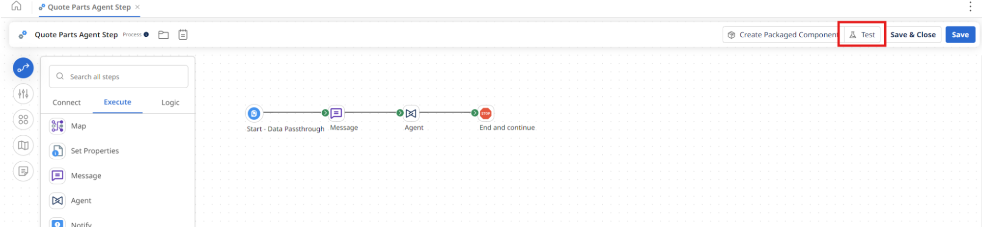 Save and Test process