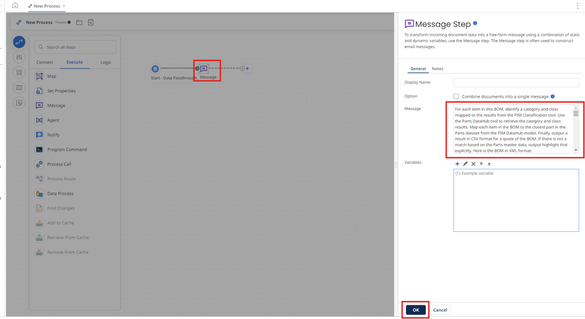 Message Shape with BOM