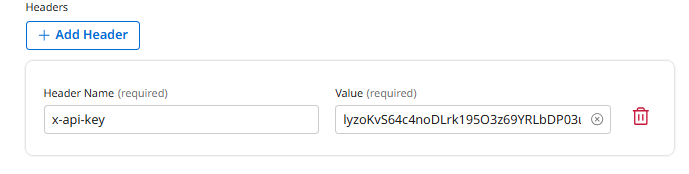 API Header Configuration