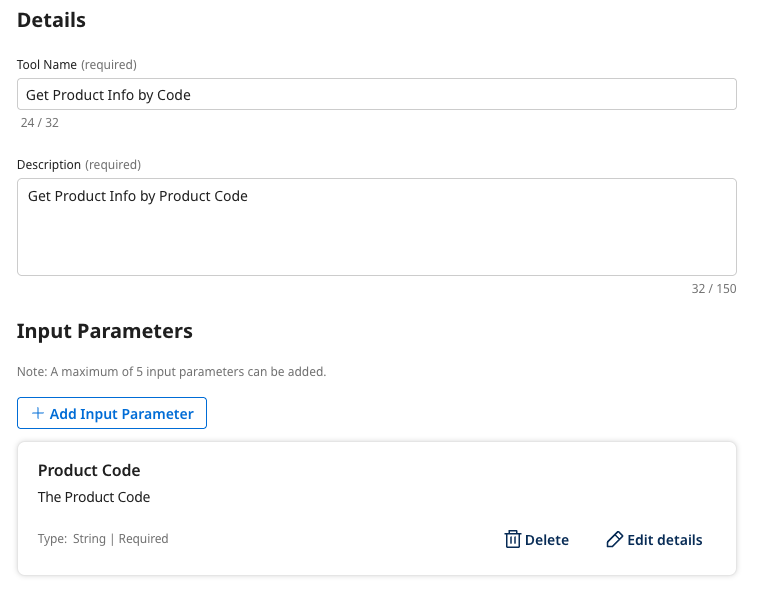 Input Parameter configuration