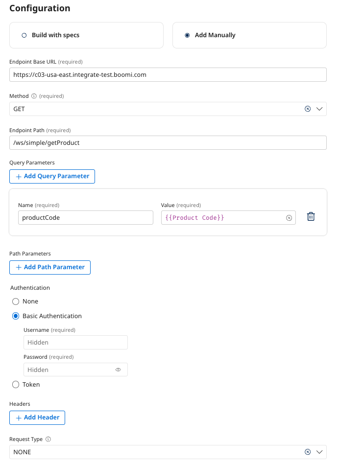 Complete API Tool configuration form