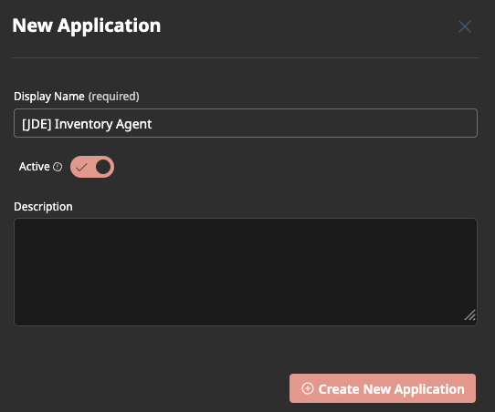 New Application Dialog