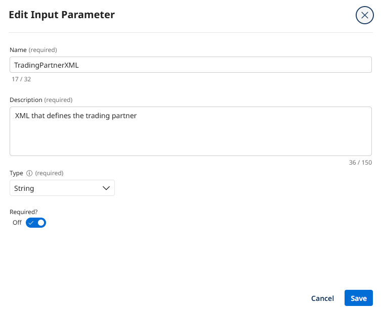 Input parameter configuration