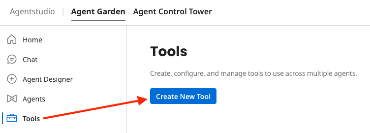 Agent Garden Tools menu