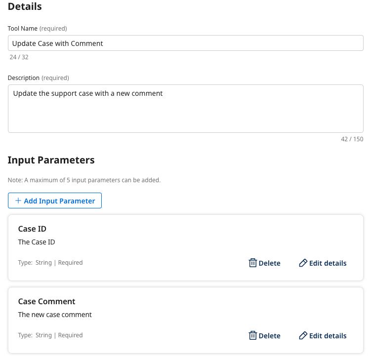 Input Parameters configuration