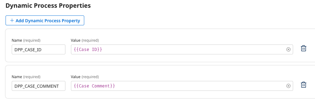 Dynamic Process Properties configuration