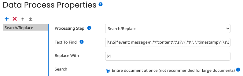 Data Process step configuration
