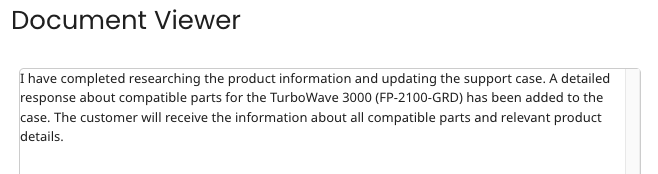 Document Viewer showing extracted final message