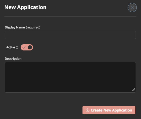 New Application Dialog